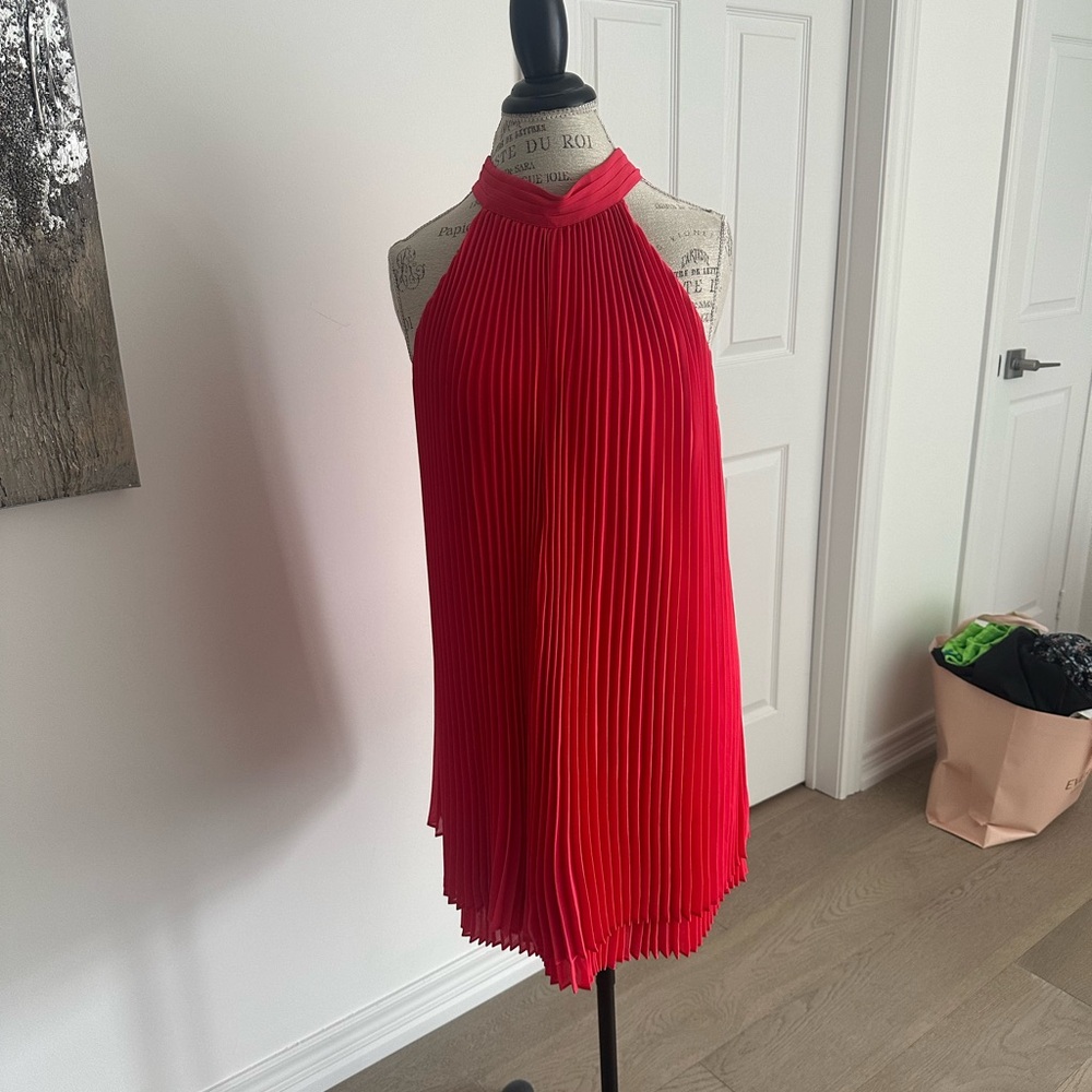 Guess Red Pleated Halter Dress